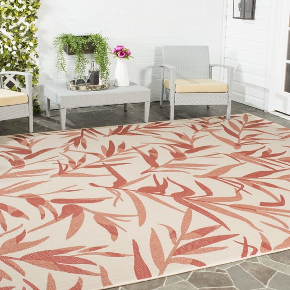 Safavieh Courtyard Alannis Botanical Indoor/Outdoor Area Rug, Beige/Terracotta, 9' x 12'
