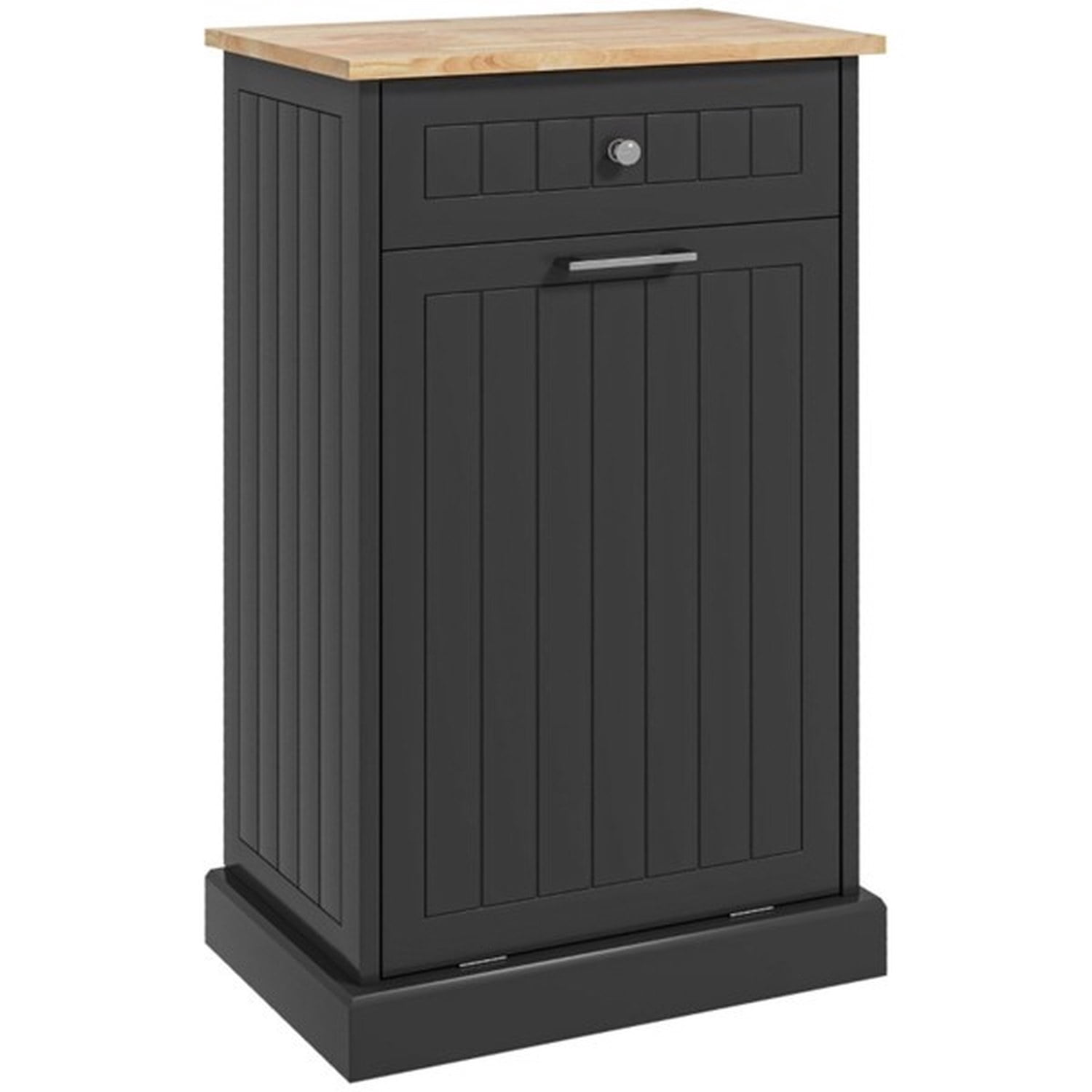Tilt Out Trash Bin Cabinet with Drawer, Free Standing Recycling Can Holder, MDF and Wood, 20 in W x 13.25 in D x 35.5 in H, for Kitchen, Hallway, Laundry Room