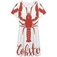 thumbnail image 3 of Hand Drawn Lobster Logo Women's Dress Short Sleeve Summer Sundress Summer Women Clothes, 3 of 7
