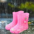 thumbnail image 4 of Caqnni Toddler Rain Boots Baby Kids Easy-on Rain shoes Children Waterproof Shoes for Boys Girls (Pink,30), 4 of 6