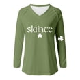 thumbnail image 4 of Wang6 Womens Long Sleeve St Patricks Day V Neck T-Shirt Plus Size Shamrock Letter Printed Tops Causal Loose Fit Saint Graphic Tees Shirts Green1 XL, 4 of 4