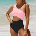 thumbnail image 4 of Women's One Piece Swimsuit One Shoulder Bathing Suit Cutout Tummy Control Swimwear Pink XL, 4 of 5