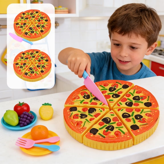 Tarmeek Imitation Pizza Bread Cutting Toy for Kids 2 3 4 Year Old Boys and Girls, Pretend Play Food Set, Cutting Play Christmas Birthday Gifts for 4 5 6 Year Old Kids
