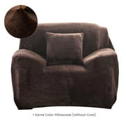 TOPCHANCES Thick Plush Sofa Covers, Stretch Couch Chair Slipcover, Non Slip Furniture Protector (Armchair Cover, Brown)