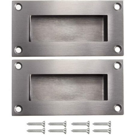 Set of 2 Rectangular Recessed Flush Sliding Door Handles Recessed