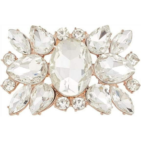 1pair Alloy Glass Detachable Shoe Buckle Clips Flower Shoe Decoration Rose golden 39x59.5x14mm