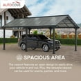 thumbnail image 3 of AutoCove 12x20 Metal Carport, Gray Steel Frame Gable Roof Gazebo, Outdoor Living Pavilion with 2 Ceiling Hooks, 3 of 11