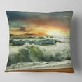 thumbnail image 2 of Designart Rushing Waves in Evening Beach - Seashore Throw Pillow - 16x16, 2 of 5