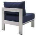 thumbnail image 2 of Ergode Shore Sunbrella Fabric Aluminum Outdoor Patio Armless Chair - Silver Navy, 2 of 5