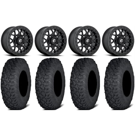 Fuel Tech Beadlock Black 15 Wheels 33 Coyote Tires Kawasaki Mule Pro FXT