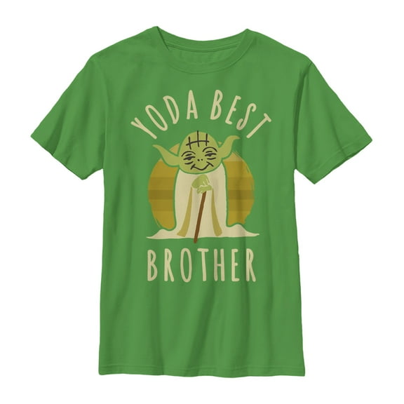 Boy's Star Wars Yoda Best Brother Cartoon Graphic Tee Kelly Green Medium