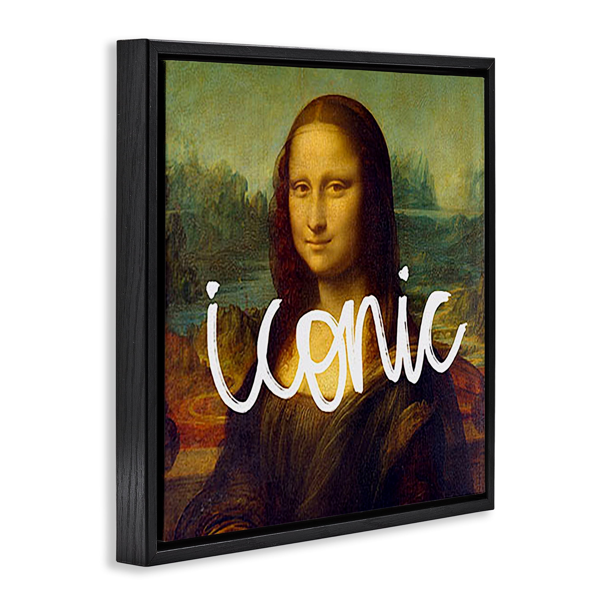 Stupell Industries Iconic Classical Portrait Novelty & Humor Painting Black Floater Framed Canvas Art Print Wall Art, 18 x 18