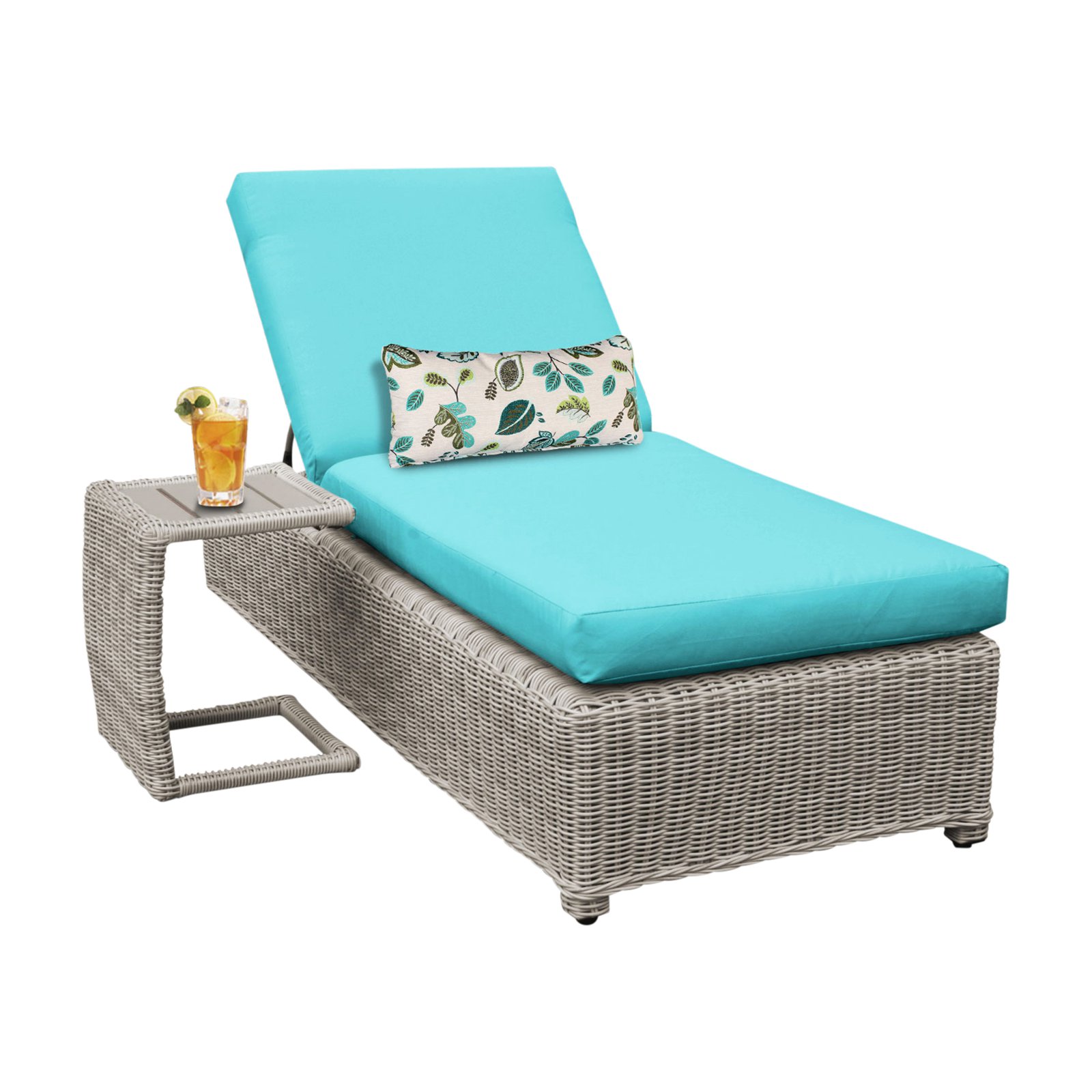 TK Classics Coast 2 Piece Wheeled Wicker Outdoor Chaise Lounge Set
