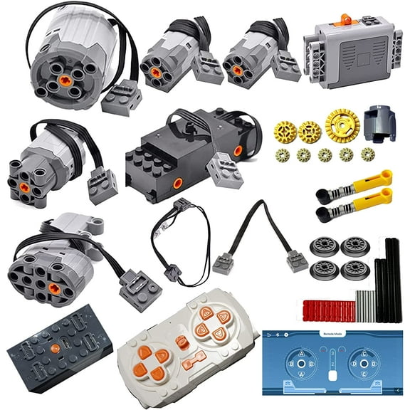 40Pcs Power Function Kit Set Motor Battery Bluetooth-Remote-Control Receiver Train Adjustable Speed Motor Parts, Building Blocks Bricks Motor Power Pack APP Module DIY Compatible with Major Brand