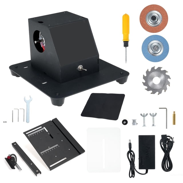TFixol 250W Dual-Purpose Grinding and Cutting Machine with 7-Speed Control, 2 Grinding Wheels, Anti-Vibration Pad, Table Saw Assembly, Angle Ruler, and Woodworking Blade - US Standard