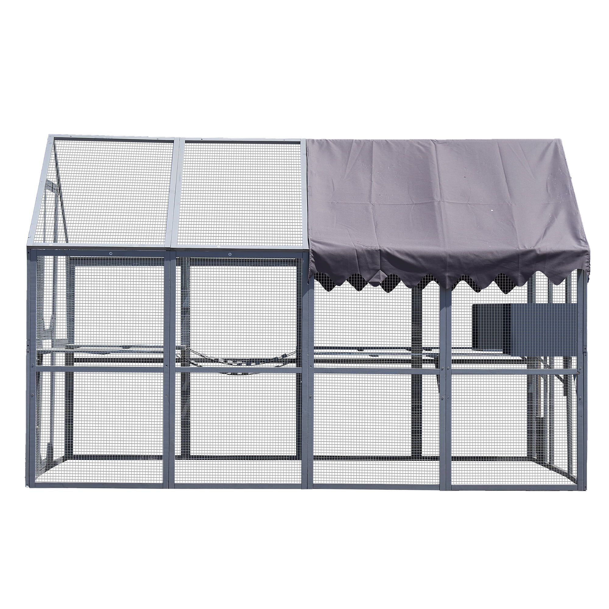 Pefilos 110" Large Weatherproof Cat Run for Outdoor, Wood Cat Houses Enclosure, Cat Cage Kitten Condo Catio Shelter, Gray Pefilos 110" Large Weatherproof Cat Run for Outdoor, Wood Cat Houses Enclosure, Cat Cage Kitten Condo Catio Shelter, Gray
