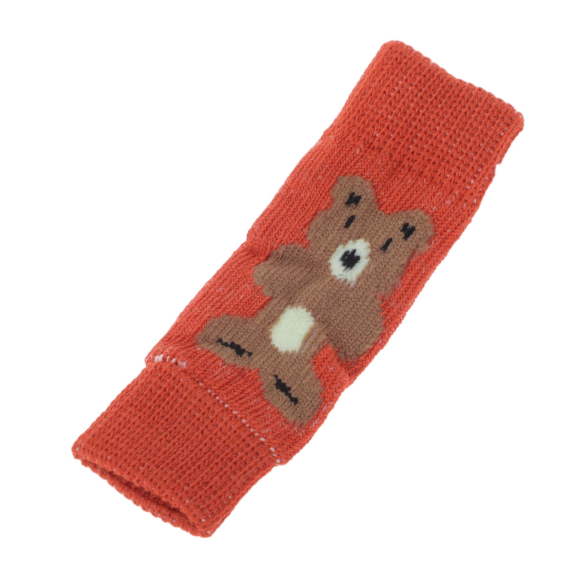 Unique Bargains Pack of 4 Dog Leg Soft Knitted Dog Socks Joint Protection Red Bear L