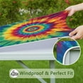 thumbnail image 6 of Colorful Rainbow Tie Dye Spiral Pattern Square Fitted Tablecloth with Elastic Edge,Square Table Cover,Washable Elastic Table Cover for Home Kitchen Party Decor 36"x36", 6 of 6