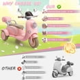 thumbnail image 2 of Funcid 12V Ride on Toys for Toddlers, 2 Seater 3 Wheeler Kids Motorcycle with Storage Compartments, 2WD Electric Car for Kids w/ Stable Structure, Cute Design, Music, LED Lights, Pink, 2 of 8
