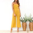 thumbnail image 2 of LEKODE Summer Overalls Womens Rompers for Summer Jumpsuits for Women Sleeveless Round Neck Tank Tops Wrapped Chest Zipper Jumpsuit Tunic Trousers Summer Pants Sets Women 2 Piece Outfits Yellow M, 2 of 4