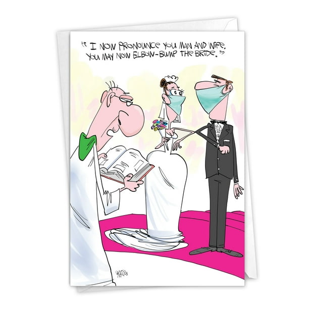 1 Funny Wedding Congratulations Card with Envelope - Elbow Bump Wedding  C9175WDG 