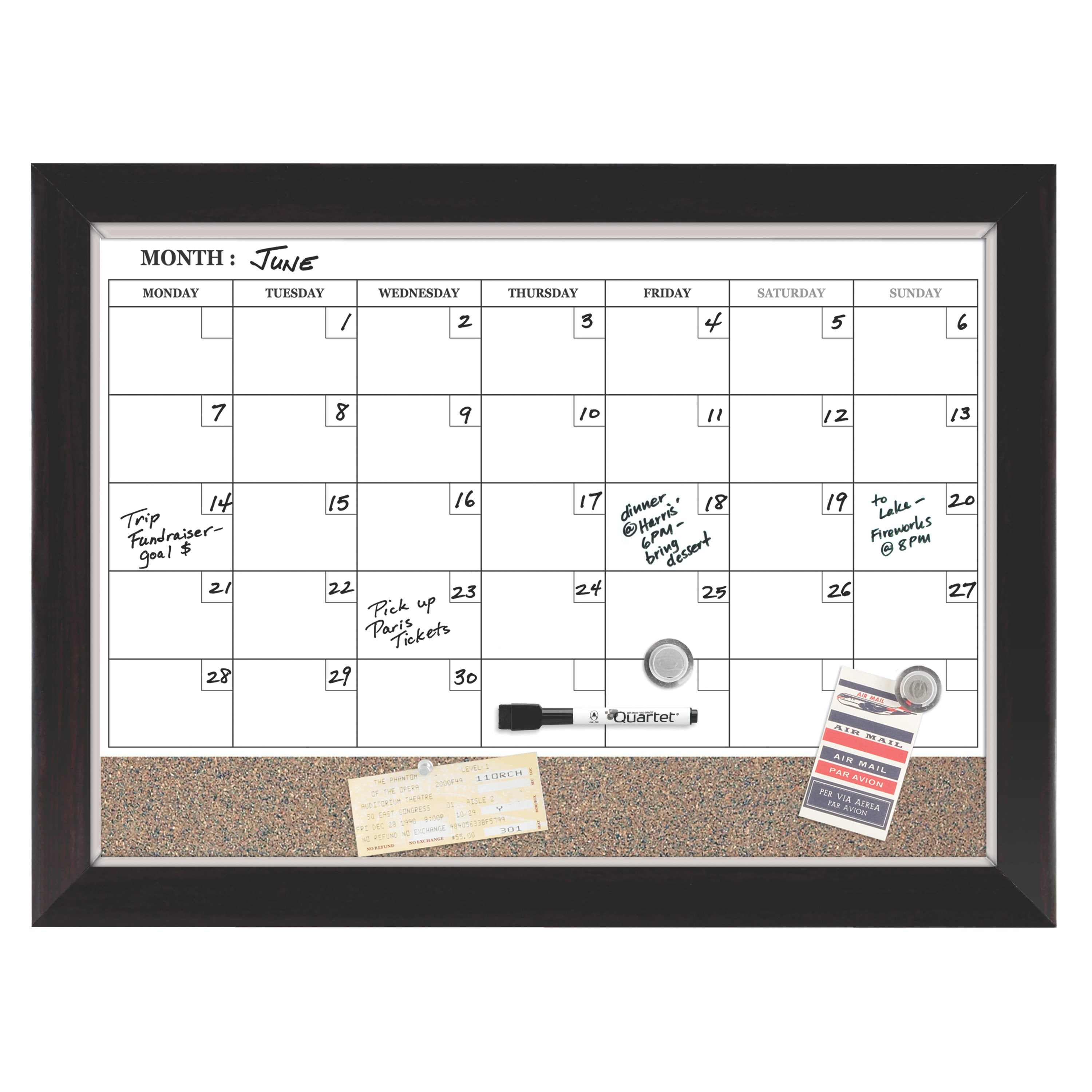 16 x 20 Whiteboard/Whiteboard Magnetic Quartet Dry Erase Calendar Board 63537 Aluminum Frame 