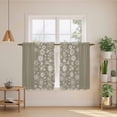thumbnail image 2 of Japanese Tier Curtains 54 Inch Length, Grey Simple Traditional Flowers Leaves Pattern Cafe Short Curtains for Bathroom Over Sink, Small Kitchen Curtain Light Filtering Drapes 2 Panels 27.5"Wx54"L, 2 of 8