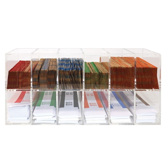 Nadex Coins NCC1-1125 Acrylic Bills and Coins Wrappers Tray, Clear