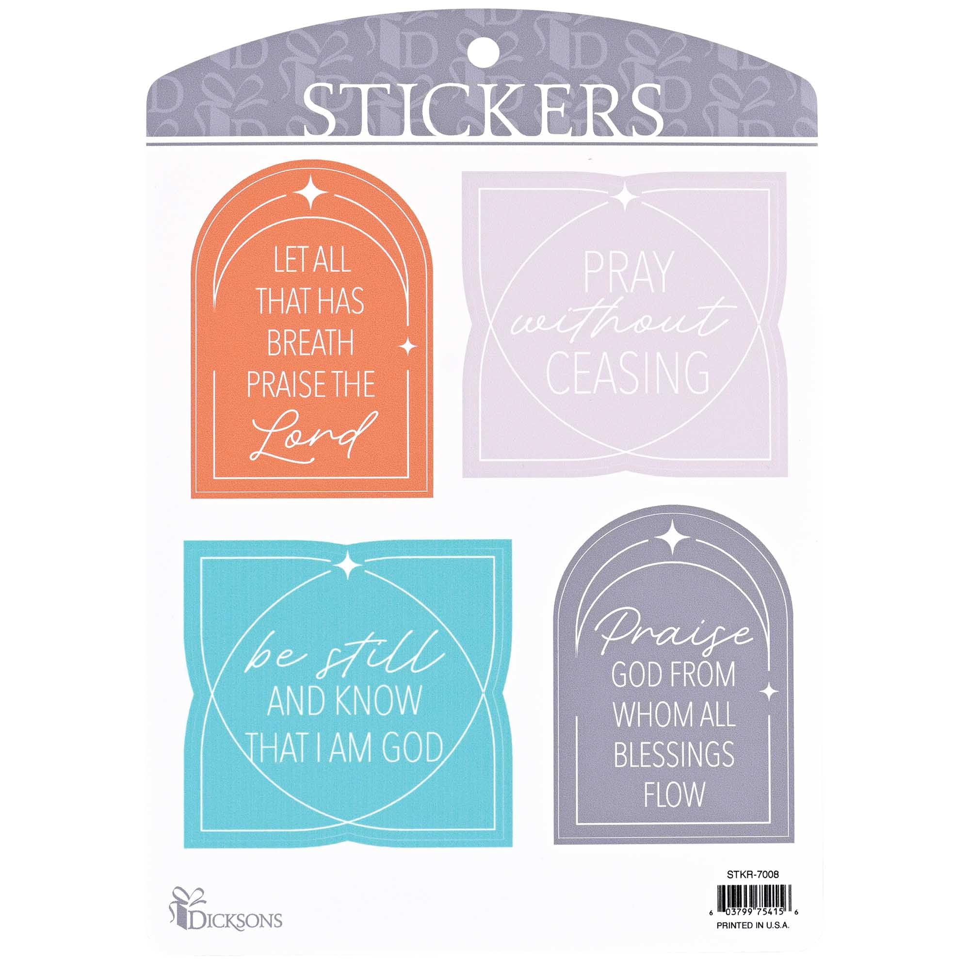 Dicksons Inspirational Christian Adhesive Sticker Decal for Laptops, Journals, Bibles 5.5 x 7.75 Inch Vinyl Praise God Collection Pack of 6