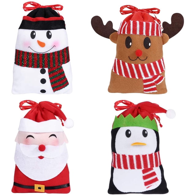 12 PCS Bolsas de Navidad Bolsas de regalo para decoraciones de dulces, muñeco de nieve, Papá Noel, ciervo, pingüino Xemadio WLJ-2426