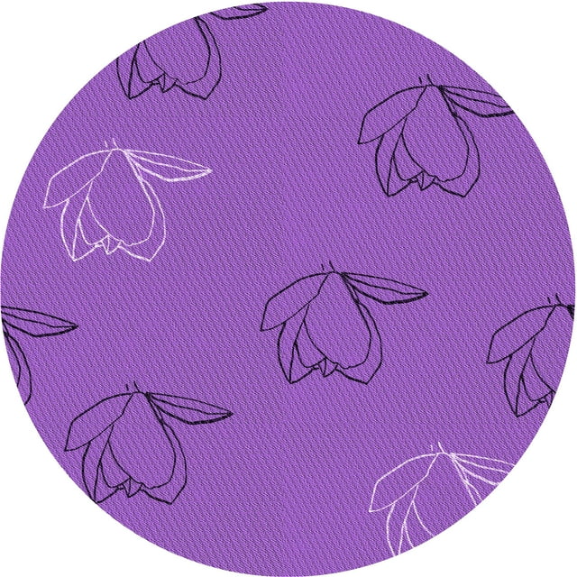 Ahgly Company Machine Washable Indoor Round Transitional Heliotrope Purple Area Rugs, 7' Round