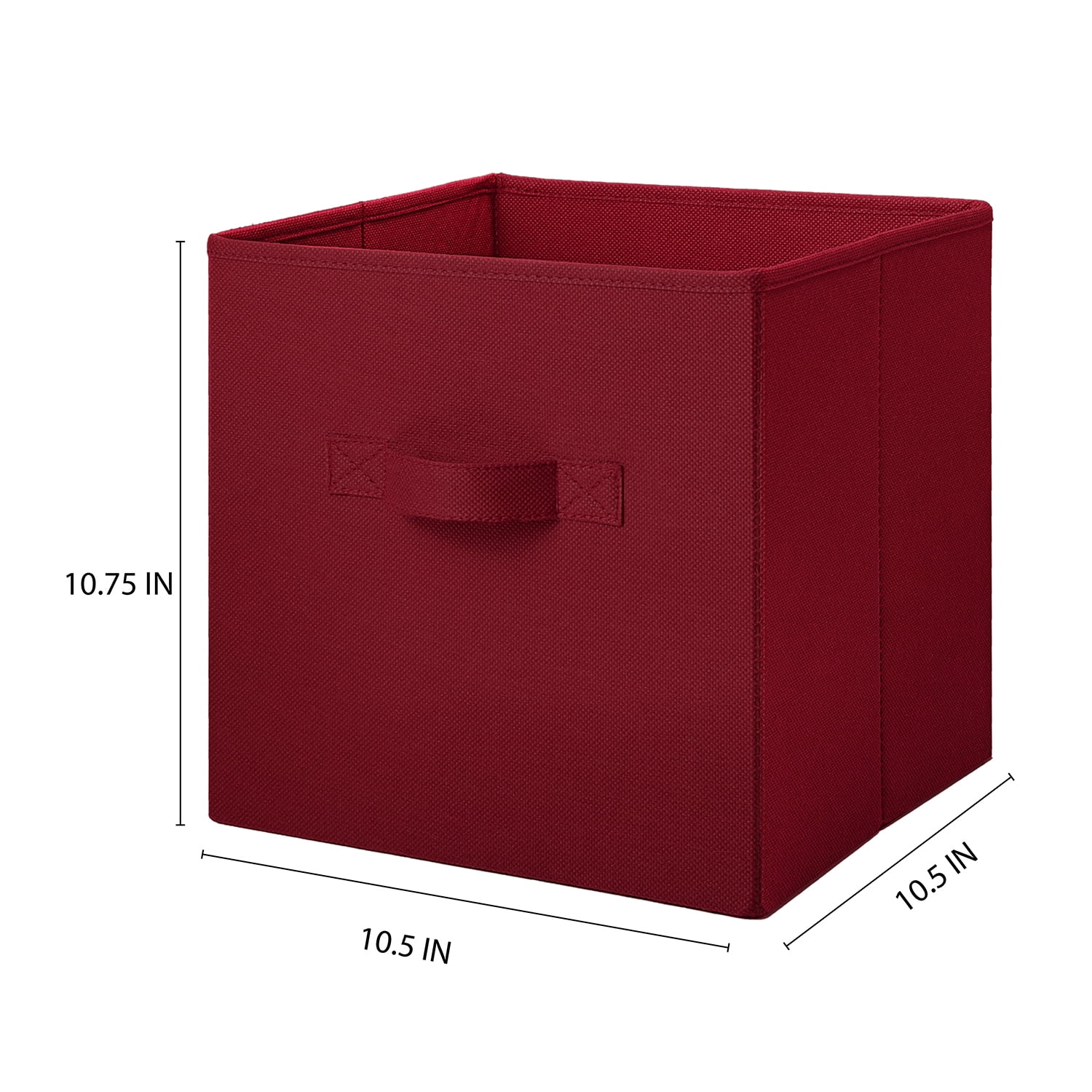 Mainstays Collegiate Collapsible Fabric Bins 10.5X10.5, Red Sedona, 4 Pack