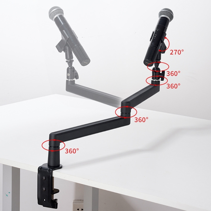 Aluminum Desktop Mic Arm Stand Rotatable Boom Arm Mic Stand Adjustable Desk