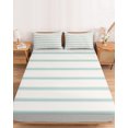 thumbnail image 2 of Twin XL Size Fitted Sheet Set - Turquoise Striped 2 Piece Bedding Sets 16" Deep Pocket Fitted Sheet with 1 Pillowcases, Farmhouse Pinstripes Geometric Color Brushed Microfiber Hotel Luxury Bed Sheets, 2 of 9