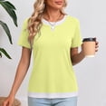 thumbnail image 4 of ZHYou 2 in 1 Layered Short Sleeve T Shirts for Women Casual Loose Fit Crew Neck Color Block Summer Tops Yellow XL, 4 of 6