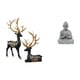 thumbnail image 1 of Escultura De Resina De Reno Y Alce Y Estatua De Buda Mono. Colección De Ciervos, Figura Budista En Miniatura Coleccionable Para Mueble, Mesa, Hotel, Patio, Boda, Inauguración De La Casa., 1 of 8