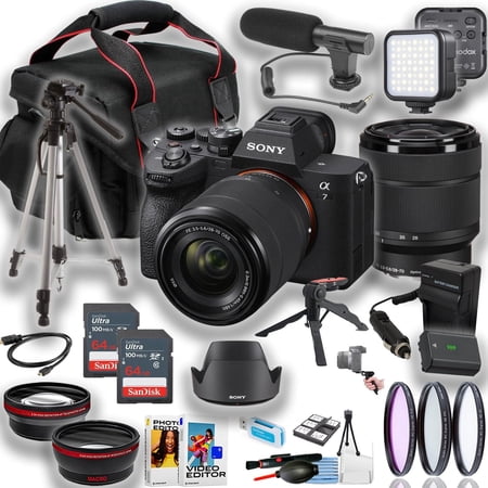 Sony a7 IV Mirrorless Camera with 28-70mm Lens + Tripod + Camera Case + High-Capacity Battery + More (18-Pc Bundle) (International Version)
