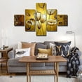 thumbnail image 2 of Labymos Golden Tulip Pattern 5 Piece Abstract Floral Hand-Painted Oil Paintings on Canvas Wall Art, 2 of 7