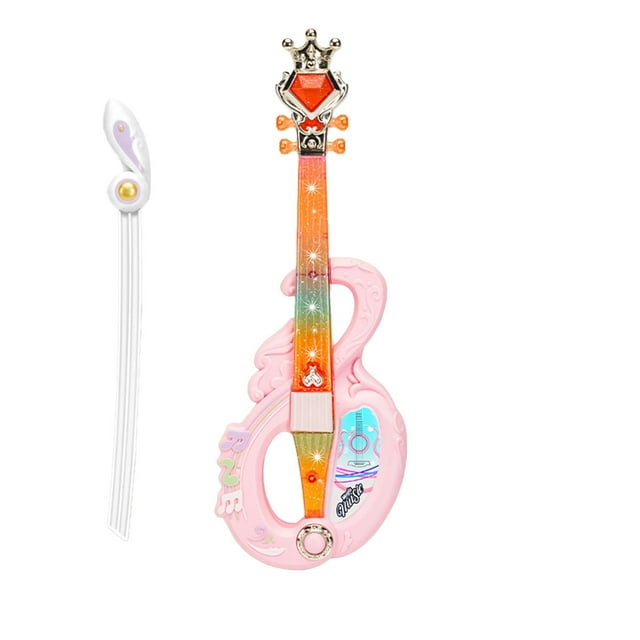 SIYTUAU Children Violin Toy With Light Up Bow Musical Instrument Set Early Education Violin Playable Toy Orange Plastic Kids Violin Gift For Girls Orange