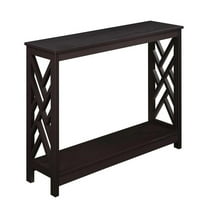 Pemberly Row Console Table with Shelf in Espresso Wood Finish
