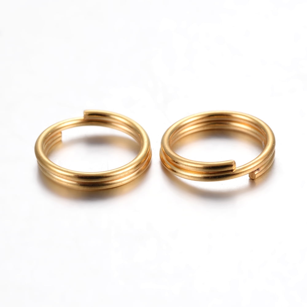 500 pc 304 Stainless Steel Split Rings Double Loops Jump Rings Real 18K Gold Plated 10x2mm Inner Diameter: 8mm Single Wire: 1mm for DIY