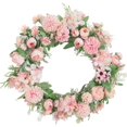 thumbnail image 1 of Corona decorativa de primavera, peonía y hortensia, 40 cm, rosa claro para decoración del hogar, decoración del frente o decoración de la pared, 1 of 5
