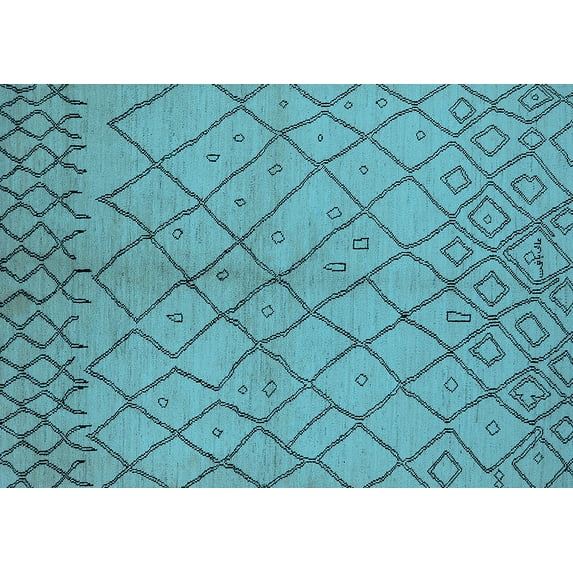 Ahgly Company Indoor Rectangle Solid Light Blue Modern Area Rugs, 2' x 5'