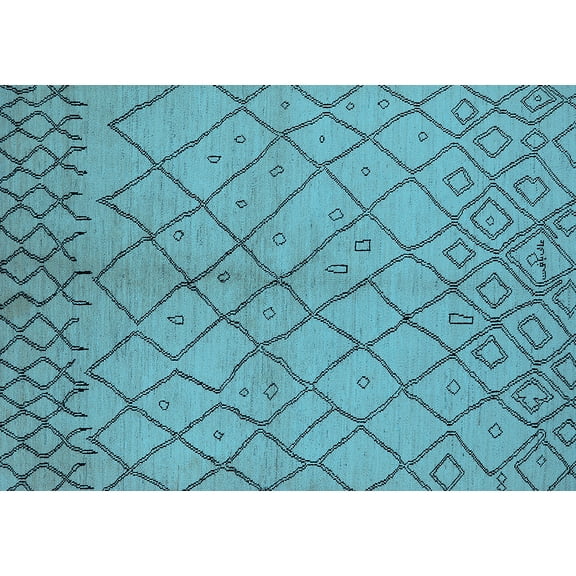 Ahgly Company Indoor Rectangle Solid Light Blue Modern Area Rugs, 2' x 5'