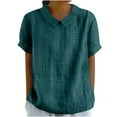thumbnail image 1 of Timegard Womens Tops Eyelet Lapel Neck Back Button Short Sleeve Comfy Blouse Dressy Casual Tee Tops, 1 of 6
