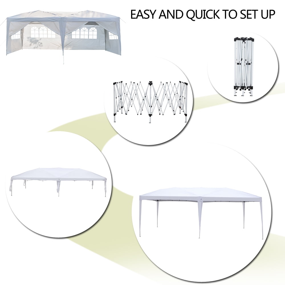 Kadyn Outdoor Gazebo Canopy, 10' x 20' practical waterproof folding tent with four-window, Wedding Party Tent for Outside, White Kadyn Outdoor Gazebo Canopy, 10' x 20' practical waterproof folding tent with four-window, Wedding Party Tent for Outside, White