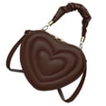 thumbnail image 4 of Bolso de hombro con forma de corazón de piel sintética con correa ajustable y elegante. Marrón, 4 of 9