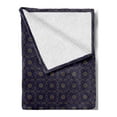 thumbnail image 2 of Oriental Soft Flannel Fleece Throw Blanket, Abstract Pattern of Arching Dots Floral Motifs Old Fashioned Feels, Cozy Plush for Indoor and Outdoor Use, 60" x 80", Dark Indigo Dark Khaki, by Ambesonne, 2 of 5