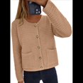 thumbnail image 3 of Suéteres de Punto para Mujer, Moda de Otoño, Larga, Botones, Chaqueta Informal de Moda, Ropa de Invierno. Caqui M, 3 of 9