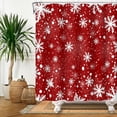 thumbnail image 4 of Snowflakes Shower Curtains Red White Christmas Abstract Xmas Snow Bathroom Decor Winter Holiday Festival New Year Rustic Farmhouse Kids Shower Curtain Waterproof Fabric with Hooks,72x84, 4 of 6